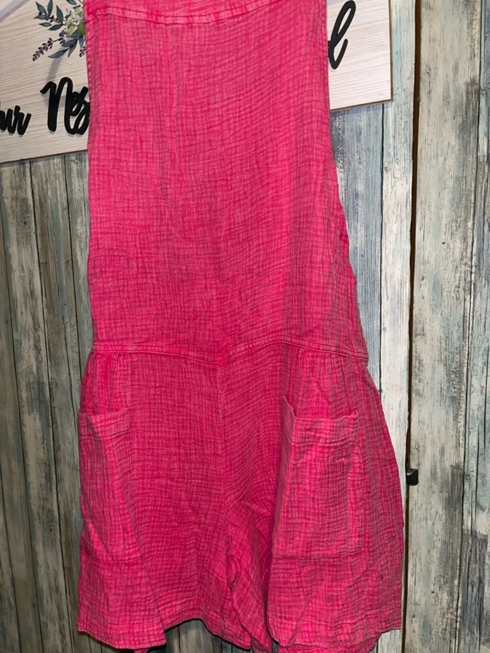 🦋BlueVelvet XL Pink Cotton Gauze Short Overalls BV003